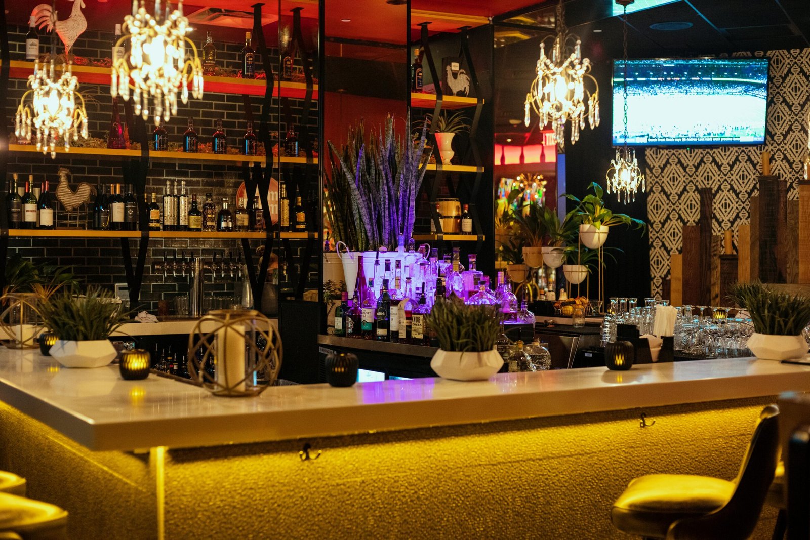 Barra de bar iluminada